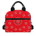 Red Black And White Bandana Print Insulated Lunch Bag