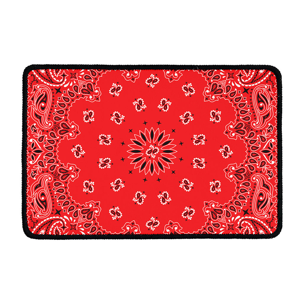Red Black And White Bandana Print Kitchen Mat