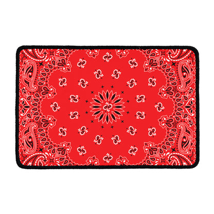 Red Black And White Bandana Print Kitchen Mat