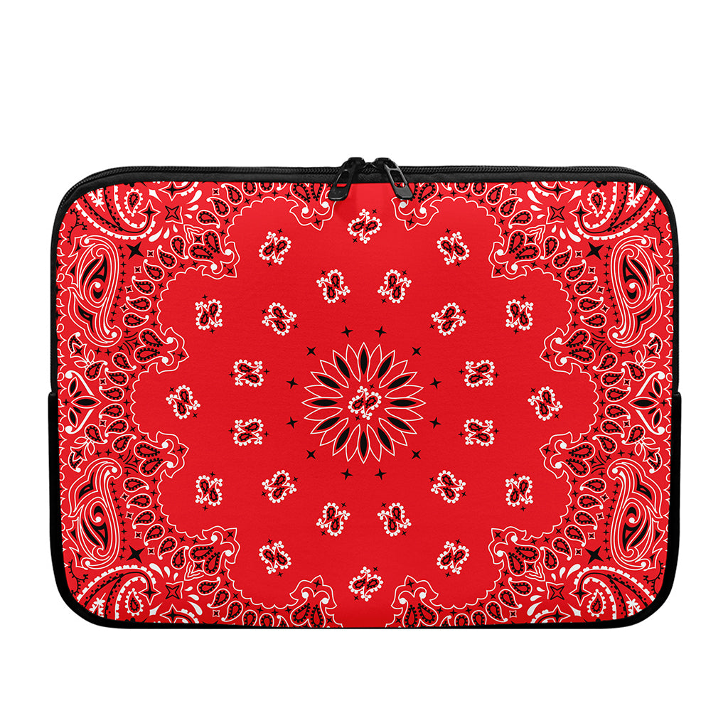 Red Black And White Bandana Print Laptop Sleeve