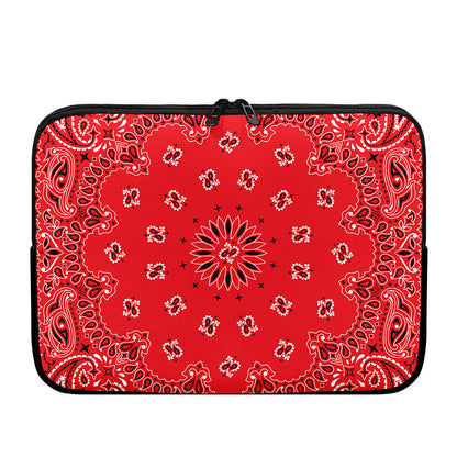 Red Black And White Bandana Print Laptop Sleeve