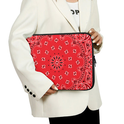 Red Black And White Bandana Print Laptop Sleeve