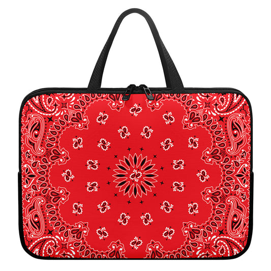 Red Black And White Bandana Print Laptop Sleeve With Handle