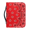 Red Black And White Bandana Print Leather Bible Cover