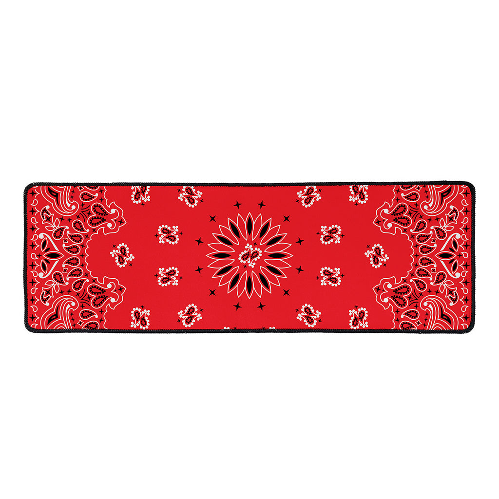 Red Black And White Bandana Print Long Kitchen Mat