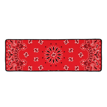 Red Black And White Bandana Print Long Kitchen Mat