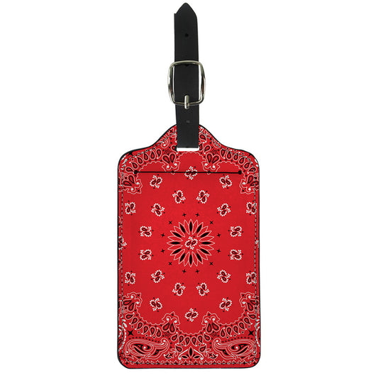 Red Black And White Bandana Print Luggage Tag
