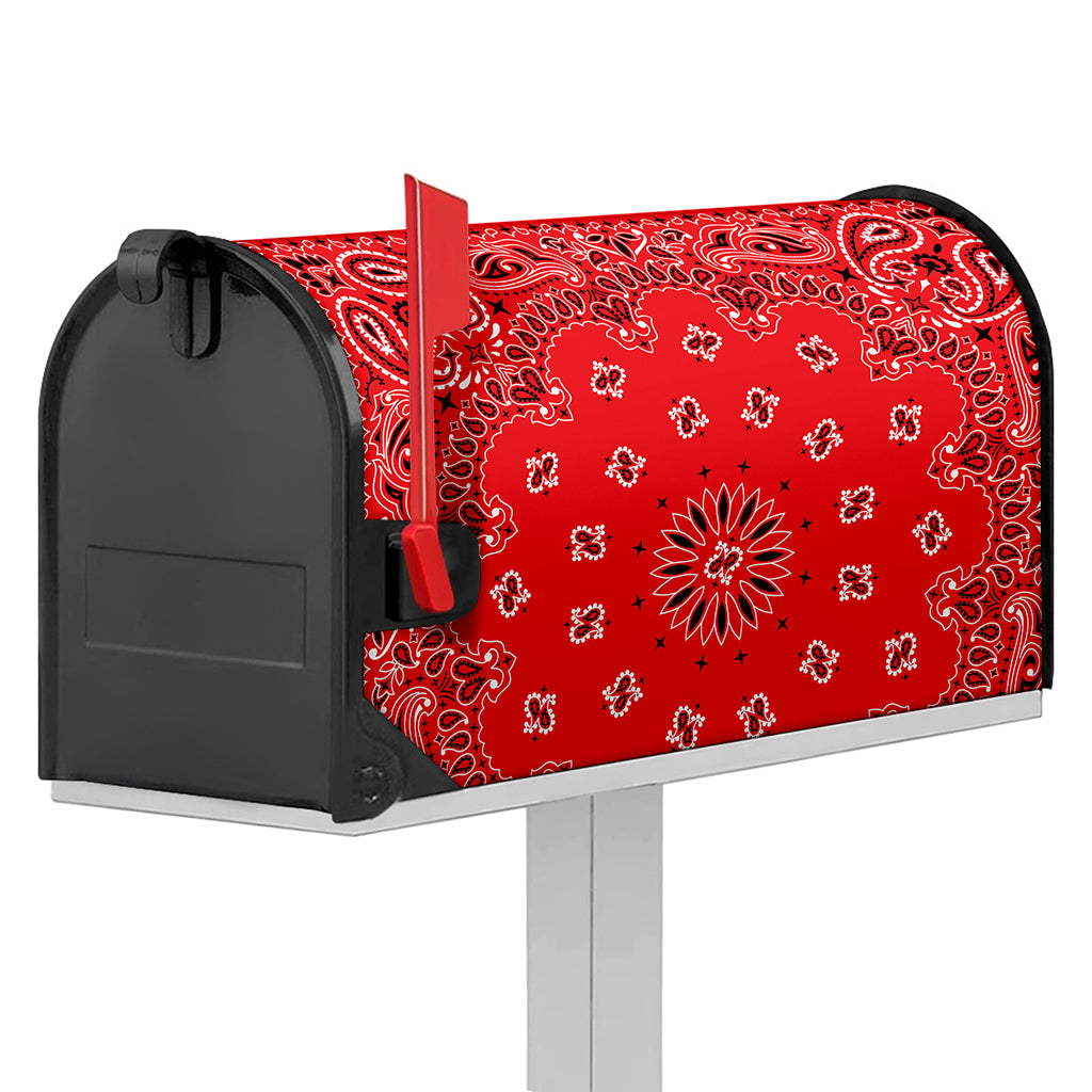 Red Black And White Bandana Print Mailbox Cover