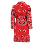 Red Black And White Bandana Print Men's Bathrobe