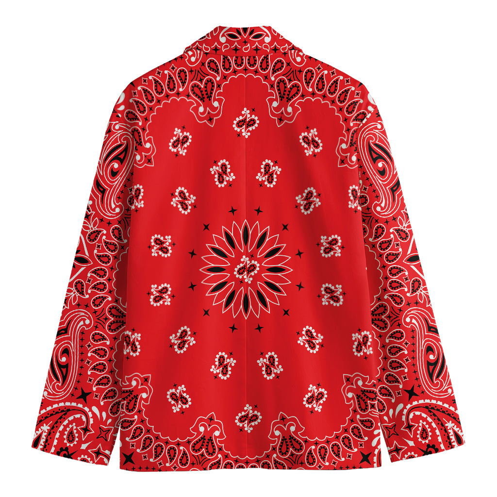 Red Black And White Bandana Print Men's Blazer
