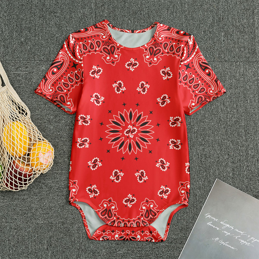 Red Black And White Bandana Print Men's Bodysuit