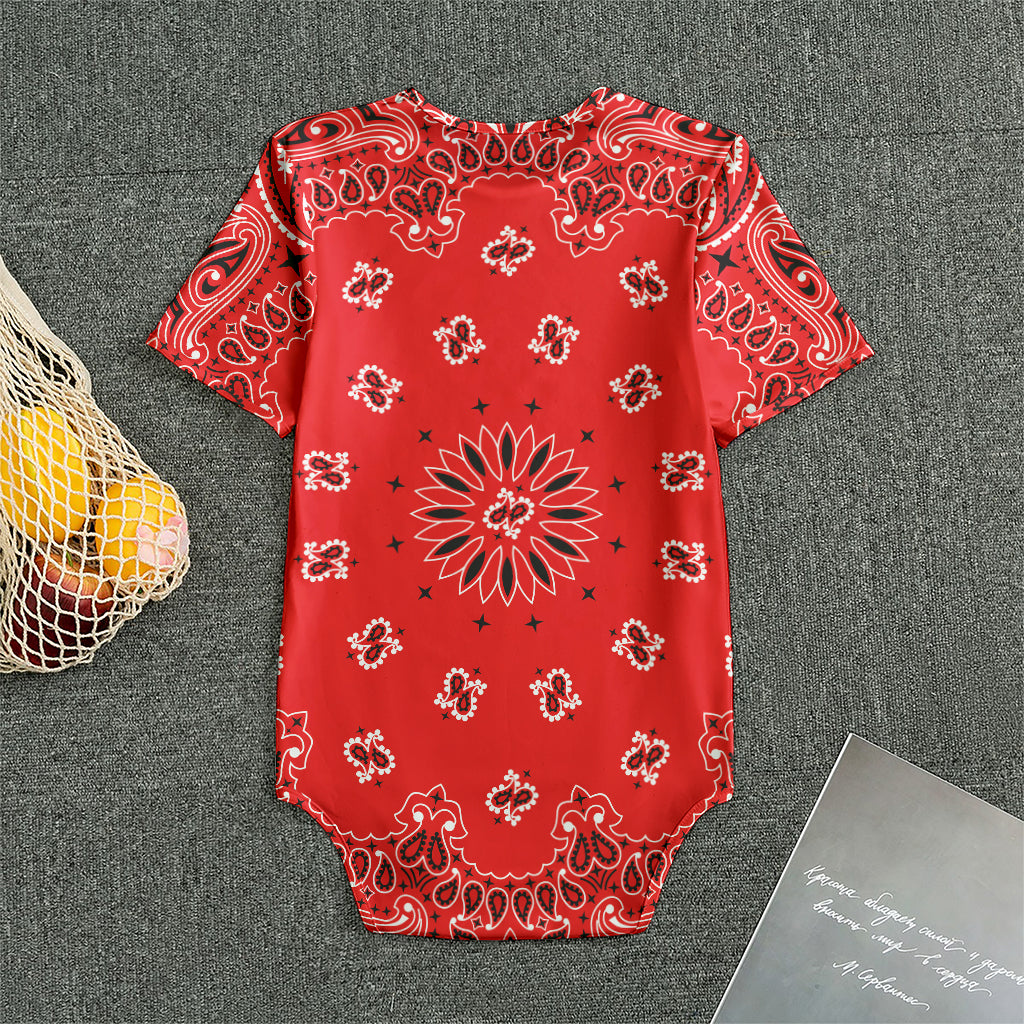 Red Black And White Bandana Print Men's Bodysuit