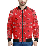 Red Black And White Bandana Print Men's Bomber Jacket
