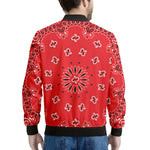 Red Black And White Bandana Print Men's Bomber Jacket