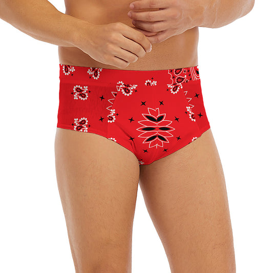 Red Black And White Bandana Print Men's Briefs