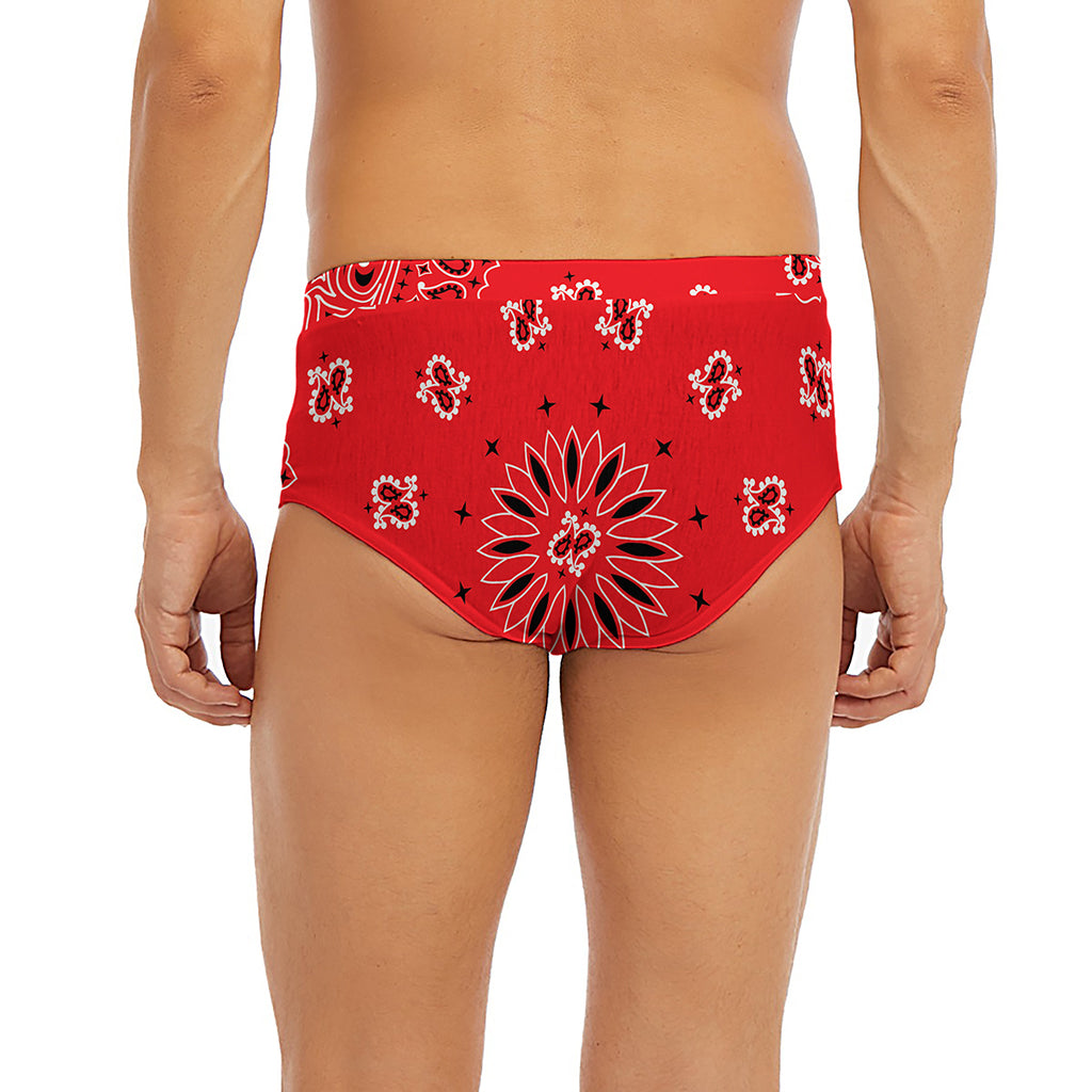 Red Black And White Bandana Print Men's Briefs