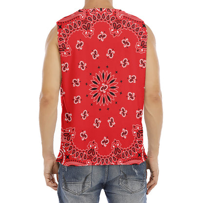 Red Black And White Bandana Print Men's Fitness Tank Top