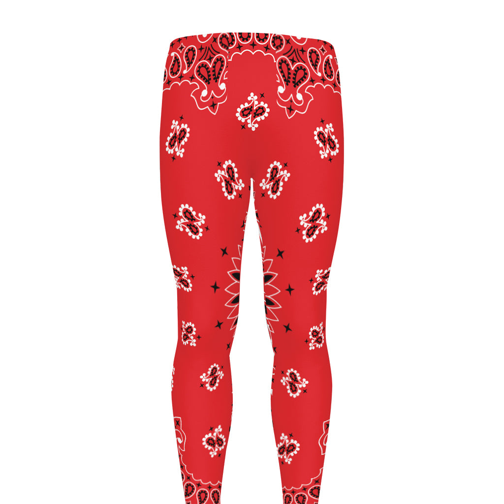 Red Black And White Bandana Print Men's leggings