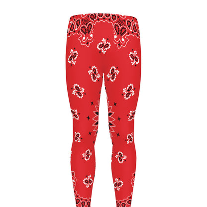 Red Black And White Bandana Print Men's leggings