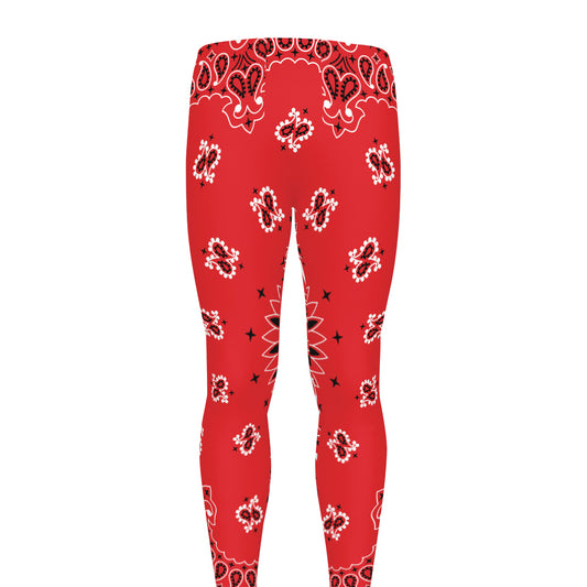 Red Black And White Bandana Print Men's leggings