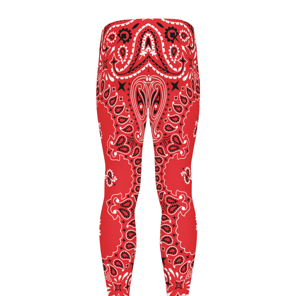 Red Black And White Bandana Print Men's leggings