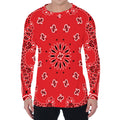 Red Black And White Bandana Print Men's Long Sleeve T-Shirt