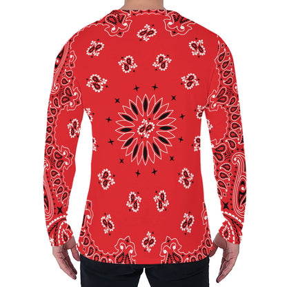Red Black And White Bandana Print Men's Long Sleeve T-Shirt