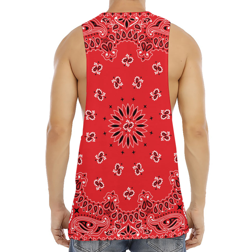 Red Black And White Bandana Print Men's Muscle Tank Top