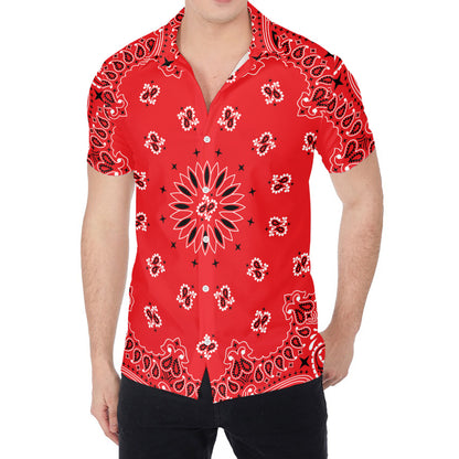 Red Black And White Bandana Print Men's Shirt