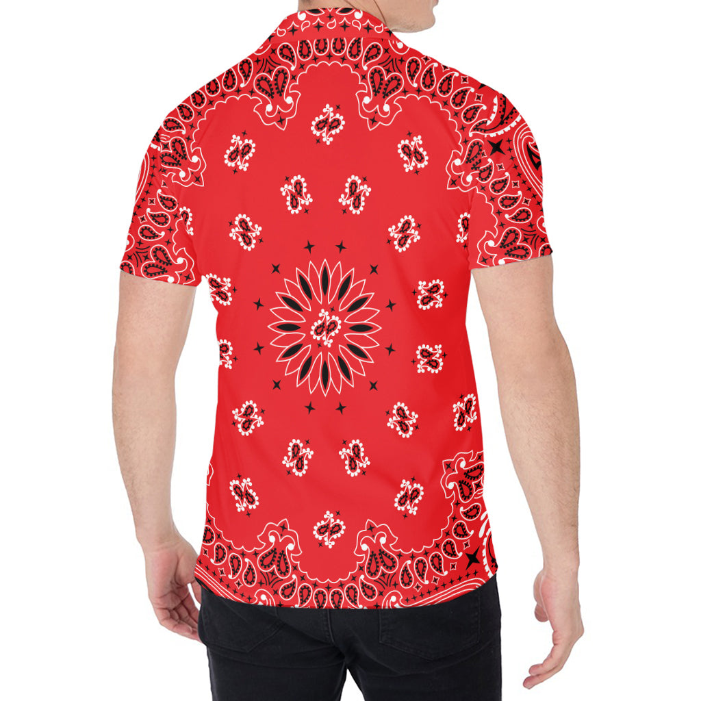 Red Black And White Bandana Print Men's Shirt