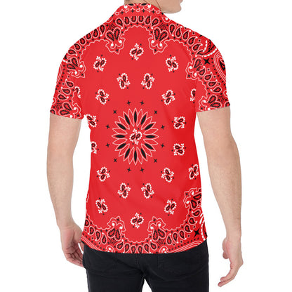 Red Black And White Bandana Print Men's Shirt
