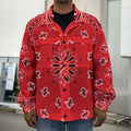 Red Black And White Bandana Print Men's Shirt Jacket