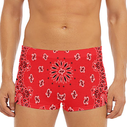 Red Black And White Bandana Print Men's Short Boxer Briefs