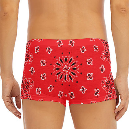 Red Black And White Bandana Print Men's Short Boxer Briefs