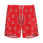 Red Black And White Bandana Print Men's Sports Shorts