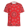 Red Black And White Bandana Print Men's Athletic T-Shirt