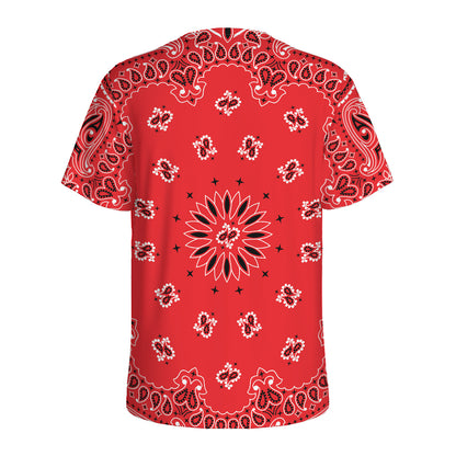 Red Black And White Bandana Print Men's Sports T-Shirt