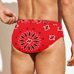 Red Black And White Bandana Print Men's Swim Briefs