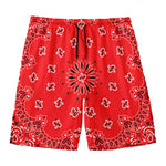 Red Black And White Bandana Print Men's Swim Trunks