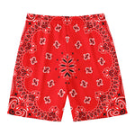 Red Black And White Bandana Print Men's Swim Trunks