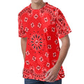 Red Black And White Bandana Print Men's Velvet T-Shirt