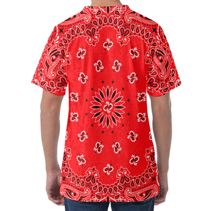 Red Black And White Bandana Print Men's Velvet T-Shirt