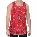 Red Black And White Bandana Print Men's Velvet Tank Top