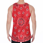 Red Black And White Bandana Print Men's Velvet Tank Top