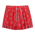 Red Black And White Bandana Print Mesh Shorts