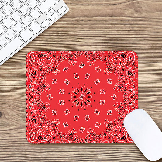 Red Black And White Bandana Print Mouse Pad