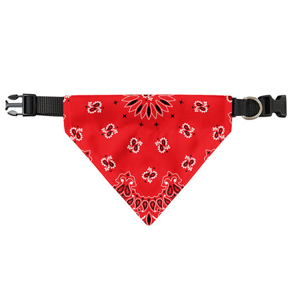 Red Black And White Bandana Print Over The Collar Dog Bandana