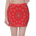 Red Black And White Bandana Print Pencil Mini Skirt