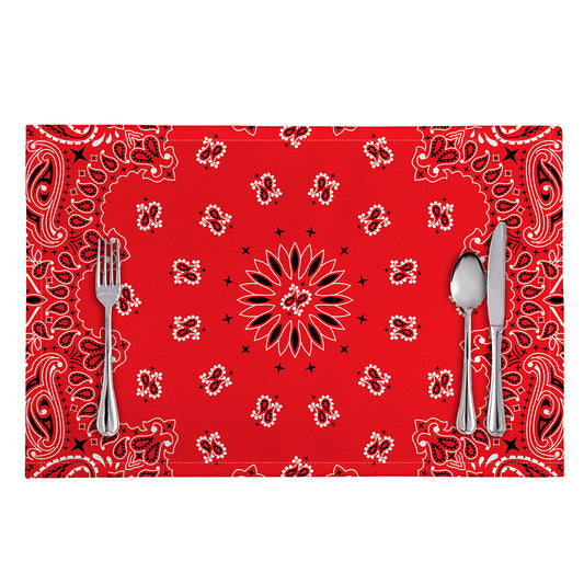 Red Black And White Bandana Print Placemat