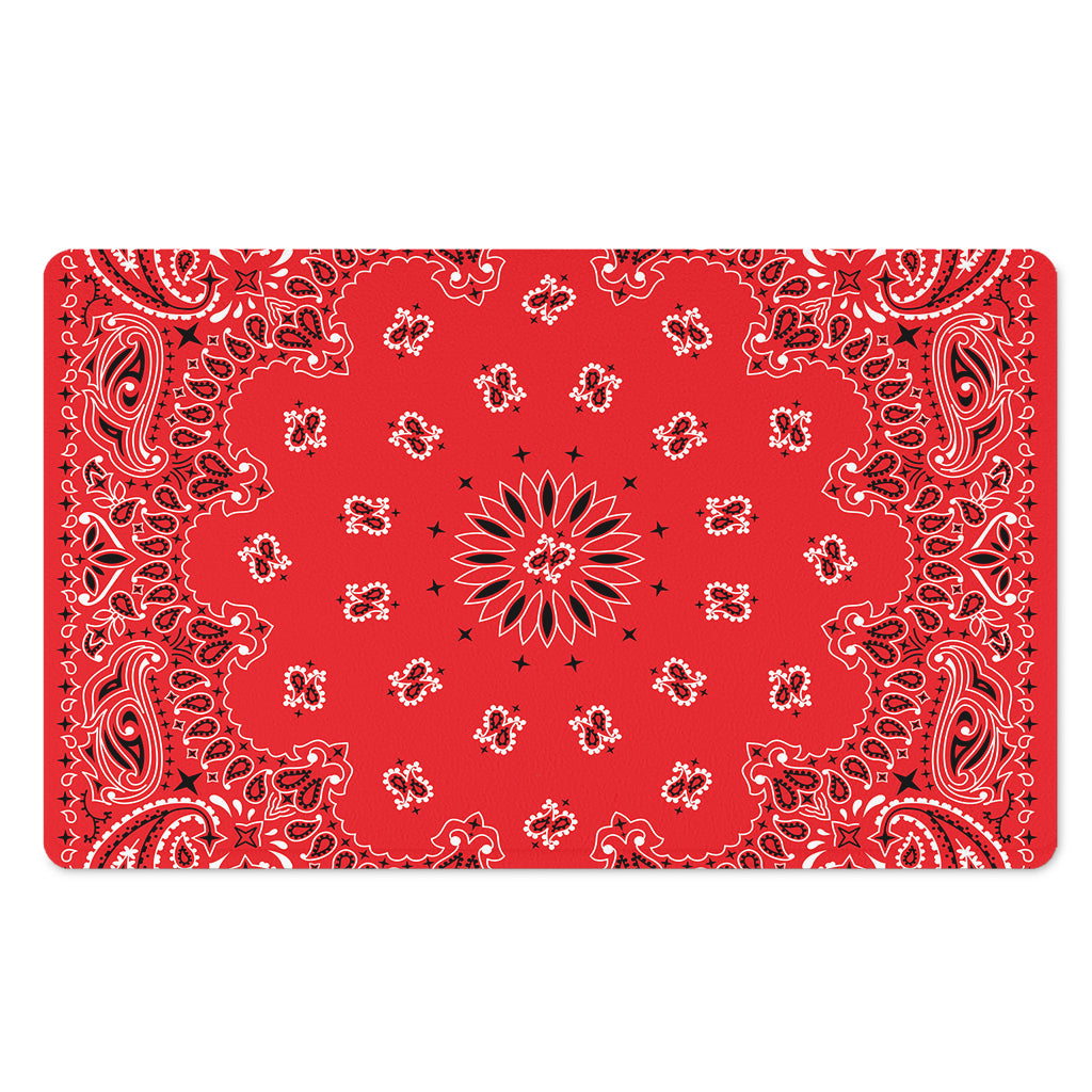 Red Black And White Bandana Print Polyester Doormat